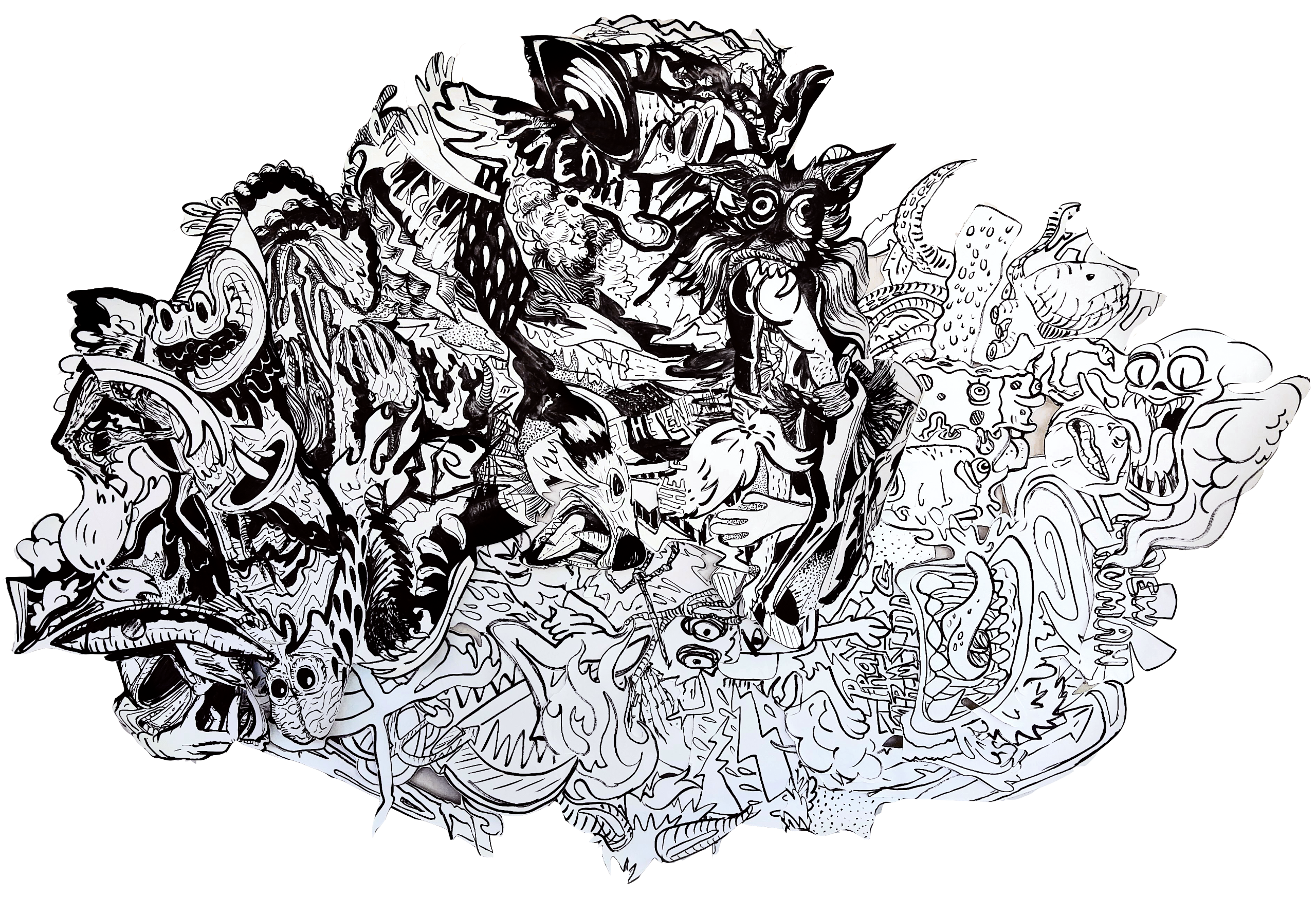 DOOMED (2020) | ink on paper collage | 275 x 185 cm