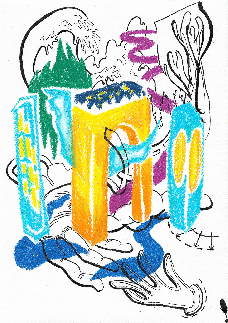 Installation view 3 | ink and oil pastels on paper | 29,7 x 21 cm | €100