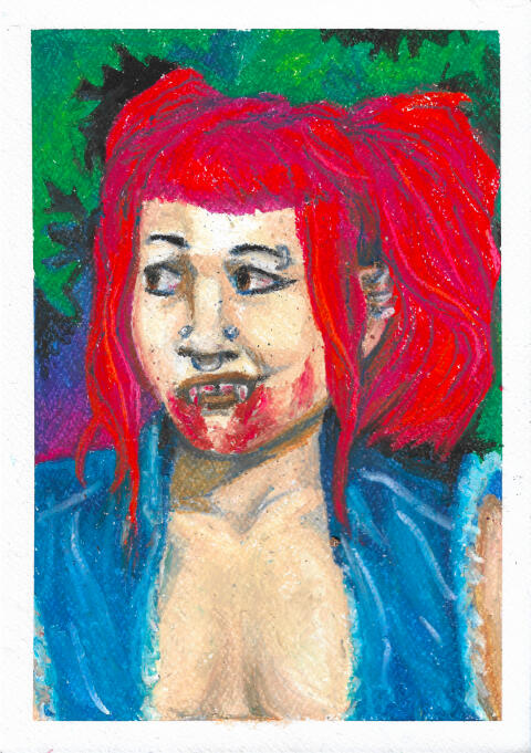 ChooseYourFighter_Vampire | oil pastels on paper | 29,7 x 21 cm | €200