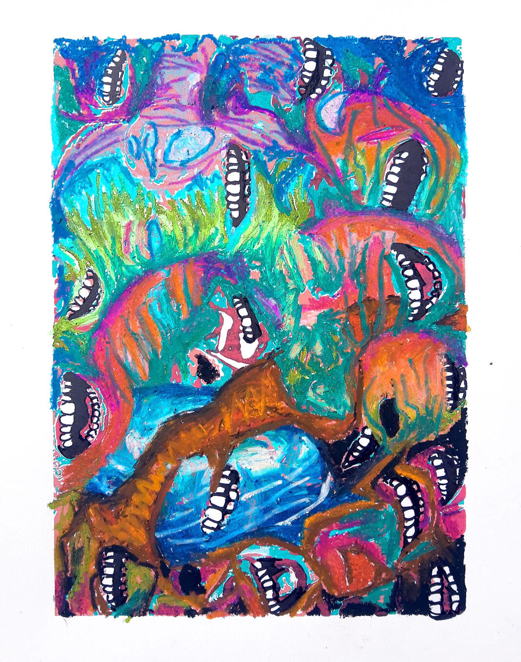 Wortelkanaal | oil pastels on silkscreen print | 32 x 24 cm | €90