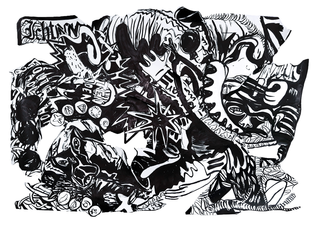Arm fell off | ink on paper collage | 120 x 160 cm | €900