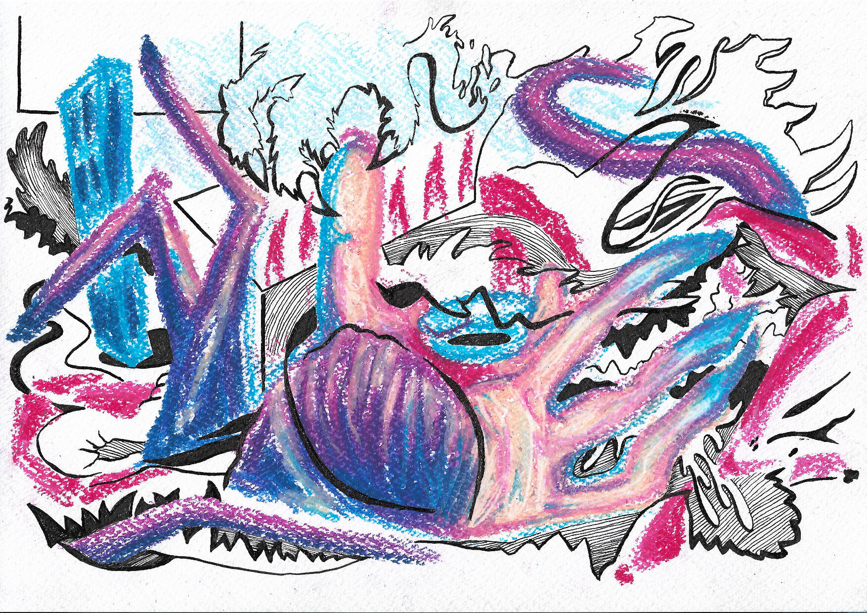 Installation view 2 | ink and oil pastels on paper | 21 x 29,7 cm | €100