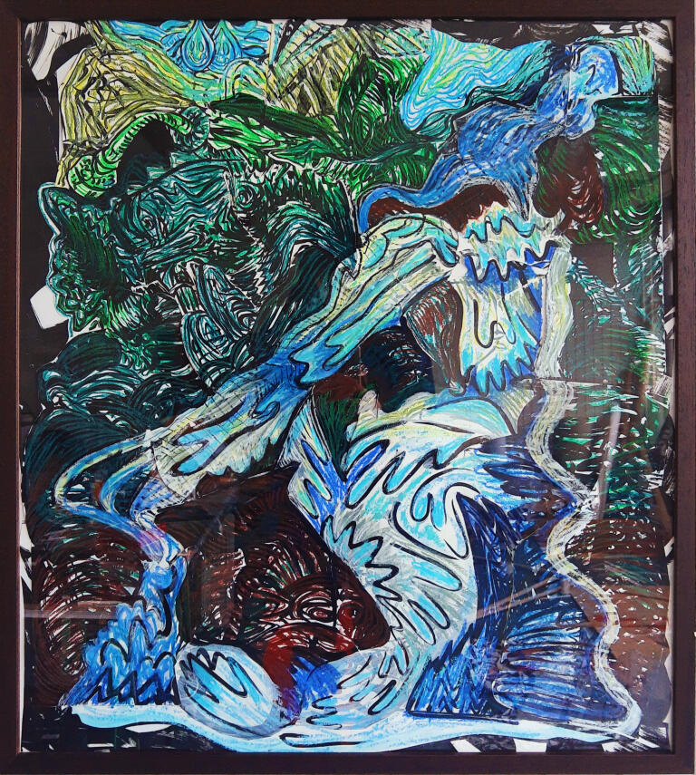 Black Water, Garve | ink, soft pastels and oil pastels op paper collage | 70 x 80 cm | €600 | framed