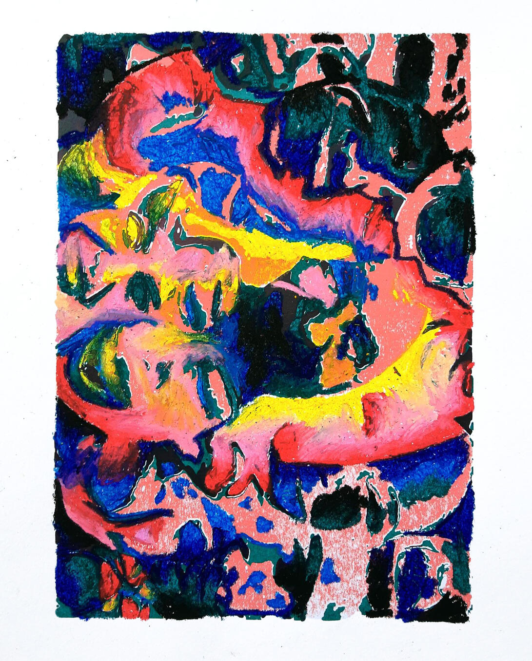 Enclave | oil pastels on silkscreen print | 32 x 24 cm | sold